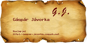 Gáspár Jávorka névjegykártya